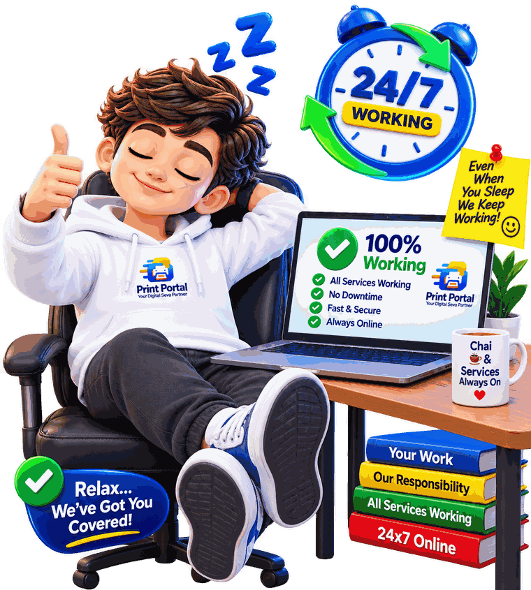 24x7 chalne wala print portal, saari services 100 percent working